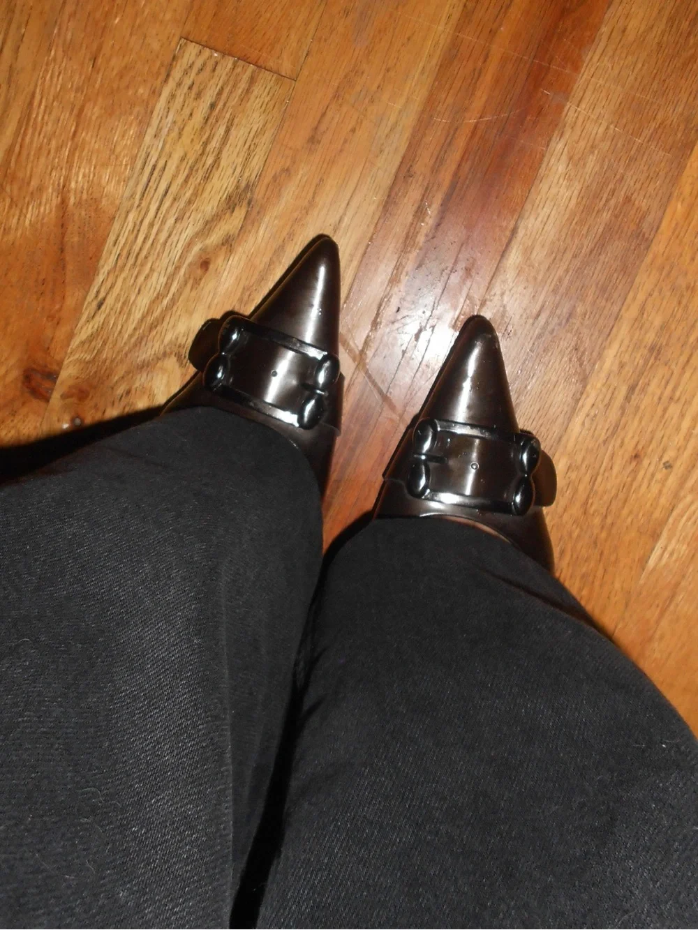 Women's Pointed Toe Buckle Flats - Black